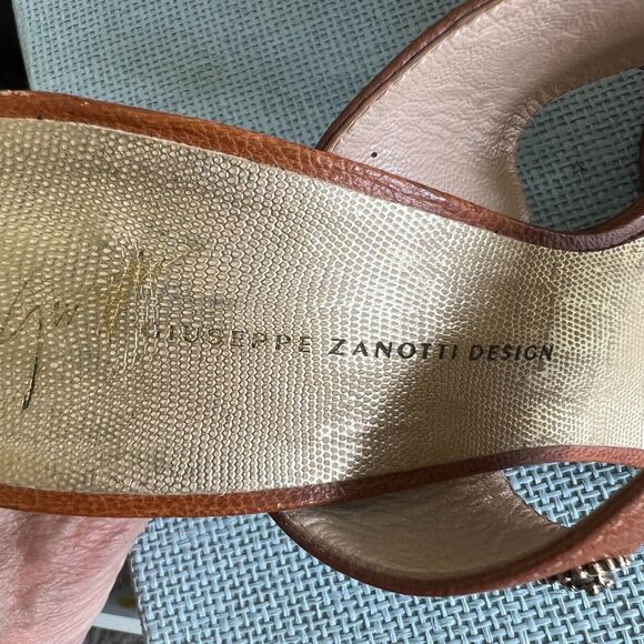Giuseppe Zanotti Design Heeled Slides Sandals Brown Embellished Size 11 - Picture 5 of 6